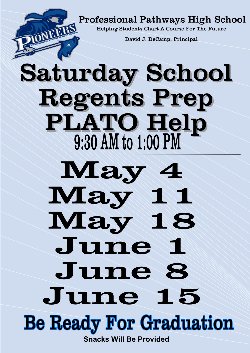 Saturday school, regent prep schedule